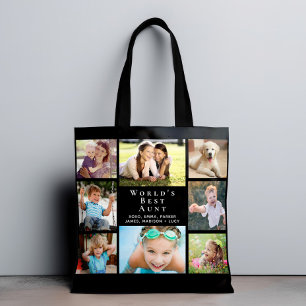 Die beste Tante der Welt 8 FotoCollage Black Tasche