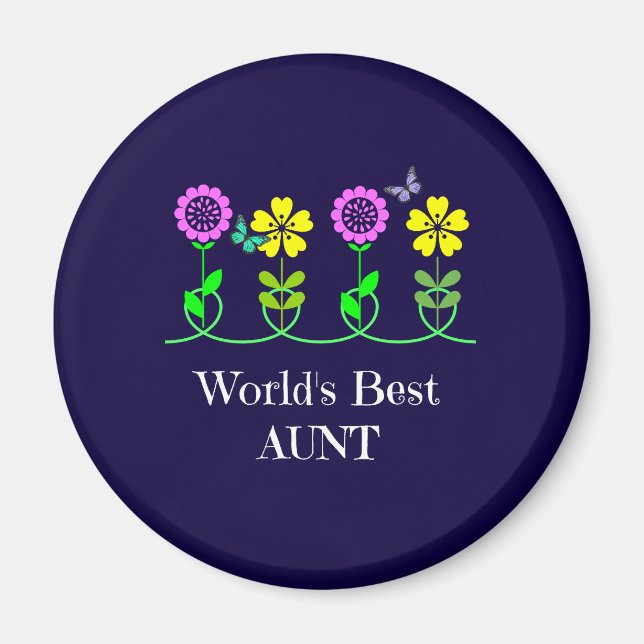Die beste Tante der Welt, Blume und Schmetterlinge Magnet (Vorne)
