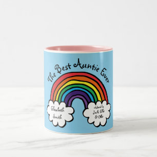 Die beste Tante überhaupt Regenbogen Blau Zweifarbige Tasse