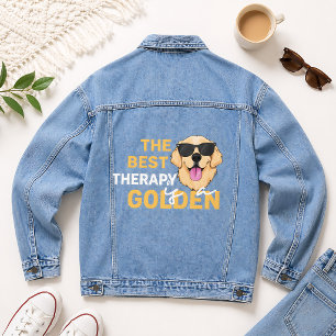 Die beste Therapie ist ein Golden mit Sonnenbrille Jeansjacke