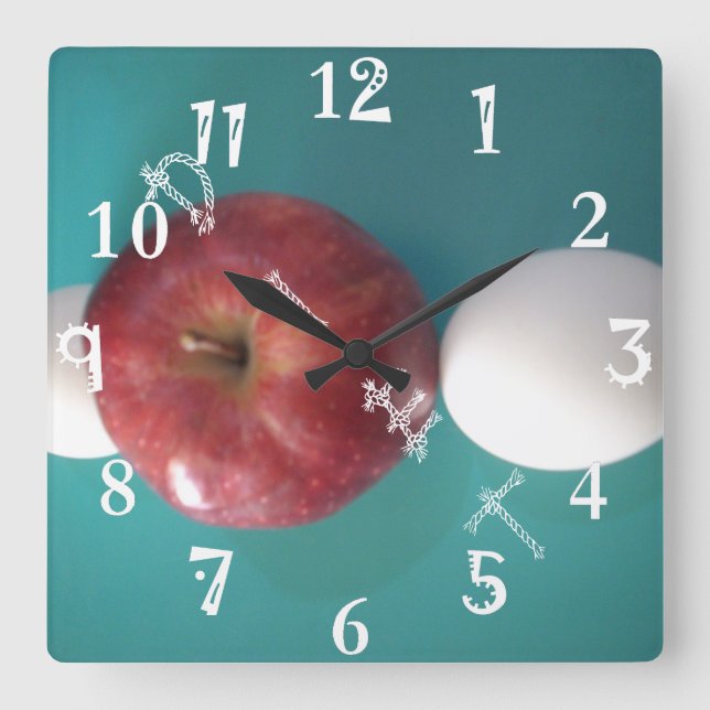 Die beste Zeit, um Frühstück und Abendessen einzun Quadratische Wanduhr (Vorderseite)