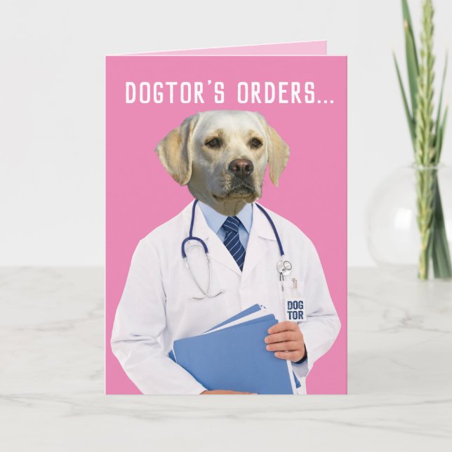 Die Bestellungen von Funny Gelbe Labrador heilen u Karte (Vorderseite)