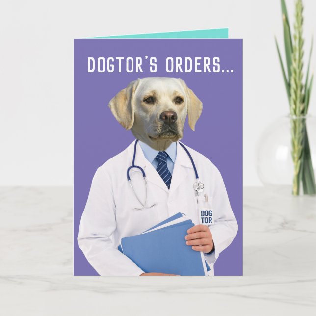 Die Bestellungen von Funny Gelbe Labrador heilen u Karte (Vorderseite)