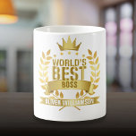 Die besten Boss Gold 5 Star Kaffeetasse<br><div class="desc">Personalisieren Sie für den weltbesten Chef, um ein einzigartiges Geschenk für sie zu schaffen. Entwickelt von Thisisnotme©</div>