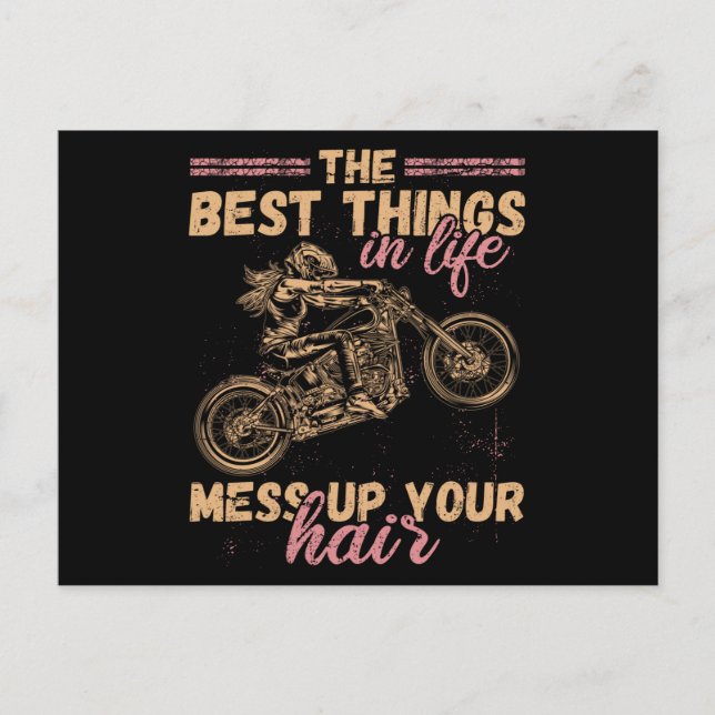 Die besten Dinge im Leben verheißen Ihr Haar-Motor Postkarte (Vorderseite)
