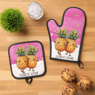 Die besten Freunde Ananas Kawaii Ananas Niedlich P Ofenhandschuh & Topflappen-Set