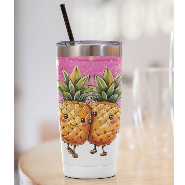 Die besten Freunde Ananas Kawaii Ananas Niedlich P Thermobecher (Fun bubbly travel mug for beach, pool or party. Kawaii BFF Pineapple Friends)