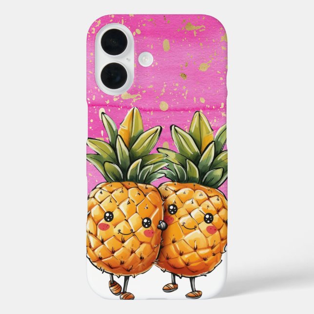 Die besten Freunde Ananas Kawaii Ananas Pink iPhone 16 Hülle (Rückseite)
