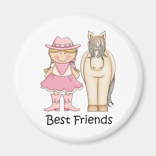 Die besten Freunde - Blond Cowgirl und Pferd Magnet (Vorne)