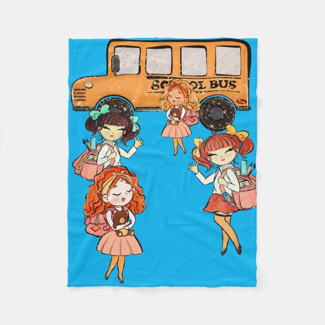 Die besten Freunde der Mädchen holen den Schulbus Fleecedecke (Vorderseite)