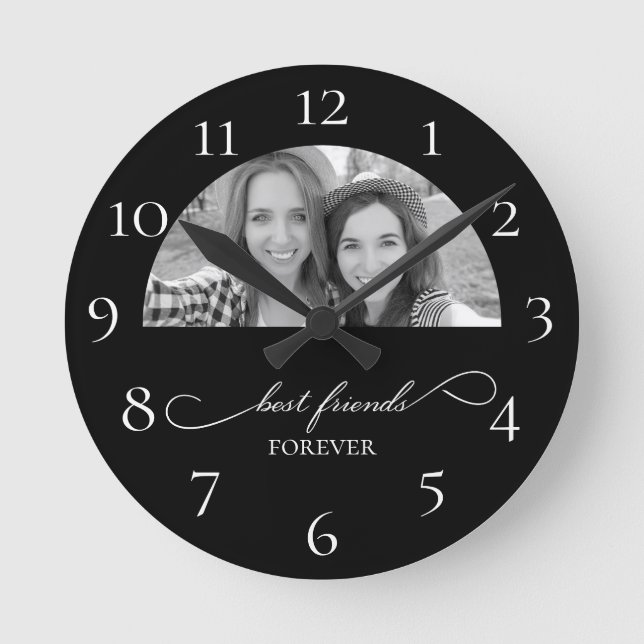 Die besten Freunde der Schwarz-Weiß-Uhr Runde Wanduhr (Vorderseite)