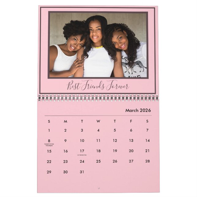 Die besten Freunde des neuen, rosa Fotos Kalender (Mär 2026)