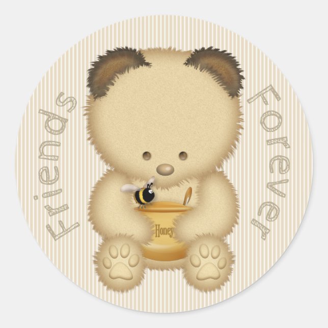 Die besten Freunde des Niedlichen Honey-Bären Runder Aufkleber (Vorderseite)