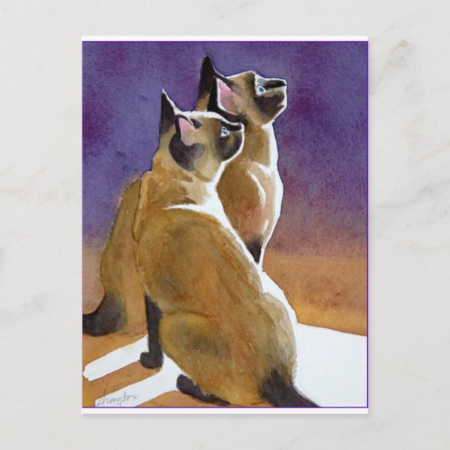 Die besten Freunde, die siamesische Katze Postkarte (Vorderseite)