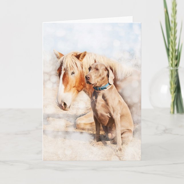 Die besten Freunde - ein Zugpferd und ein Hund Karte (Vorderseite)