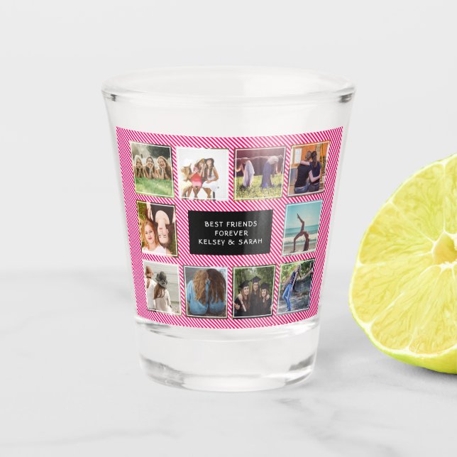 Die besten Freunde Foto Collage Schwarz und Rosa S Schnapsglas (Vorderseite)