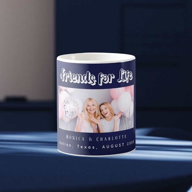 Die besten Freunde Foto Namen navy blau Kaffeetasse (Von Creator hochgeladen)