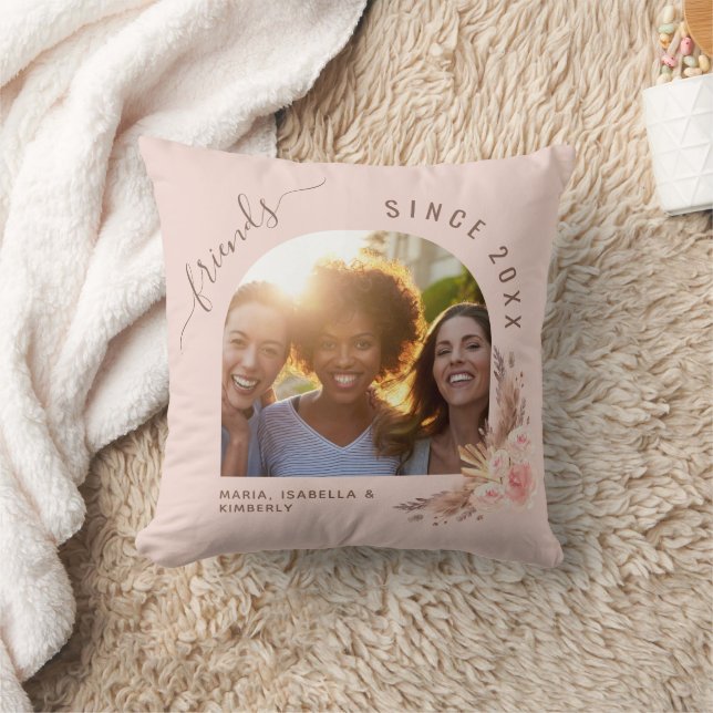Die besten Freunde Foto Pampas Rose Gold Rosa Blum Kissen (Decke)
