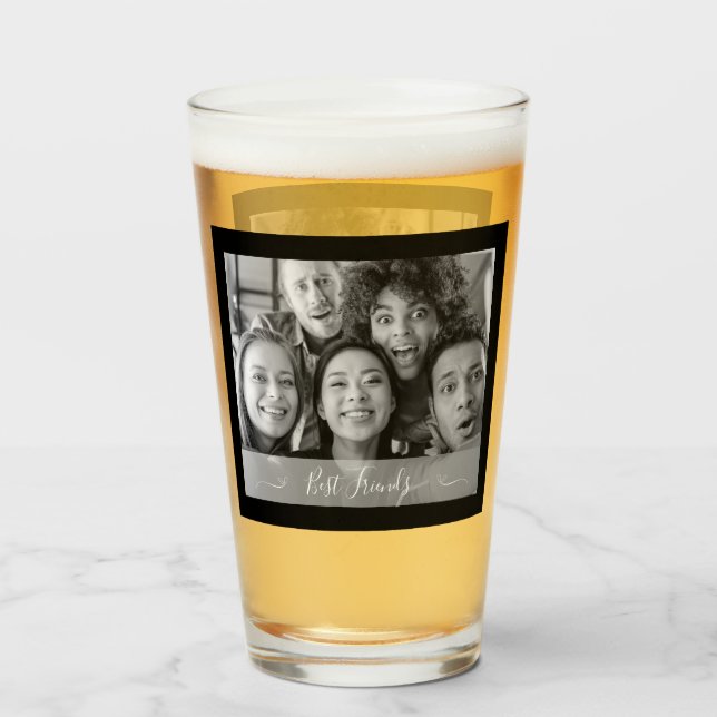 Die besten Freunde Foto Schwarz und Weiß Glas (Vorne (Gefüllt))
