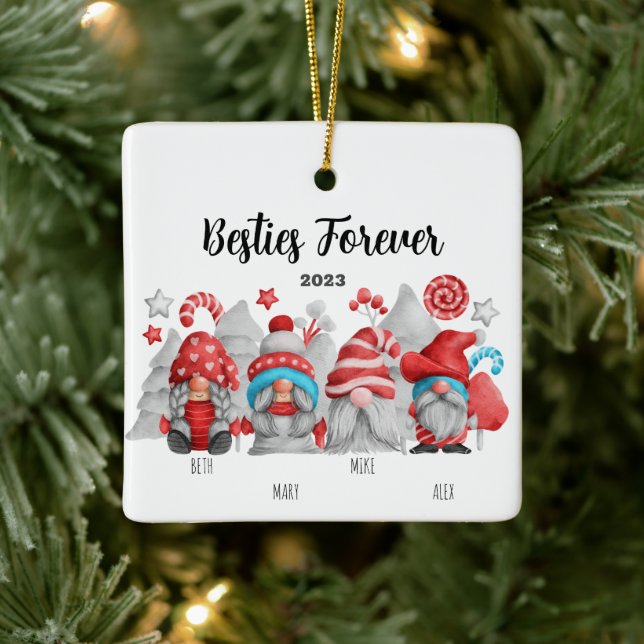 Die besten Freunde Frauen und Männer Gnome Keramikornament (Baum)