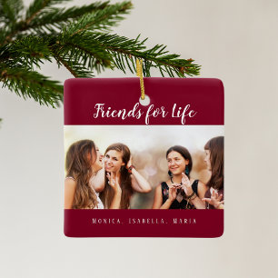 Die besten Freunde für das Leben Foto burgundy-Nam Keramikornament