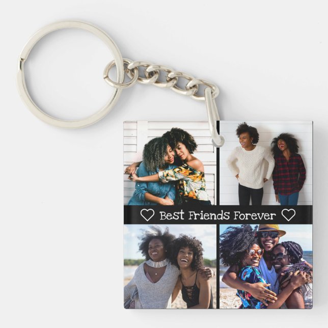 Die besten Freunde für die Monogramm-FotoCollage Schlüsselanhänger (Vorderseite)