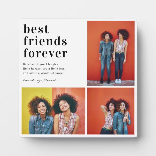 Die besten Freunde für immer | 3 Foto Collage Gift Fotoplatte (Vorderseite)