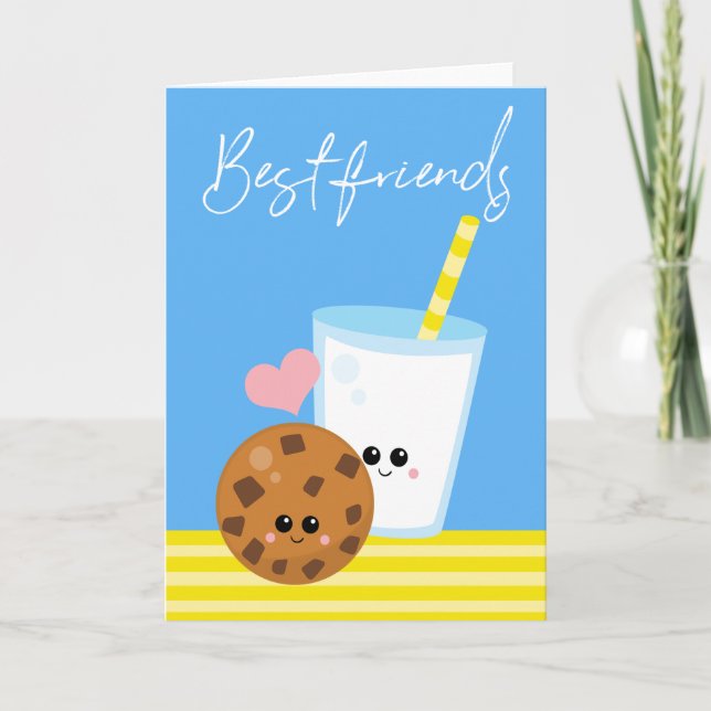Die besten Freunde für immer BBF Milch und Cookie  Karte (Vorderseite)