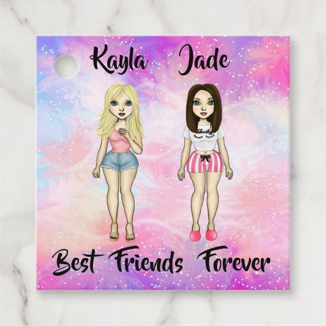 Die besten Freunde für immer blond und Brünett ind Geschenkanhänger (Vorderseite)
