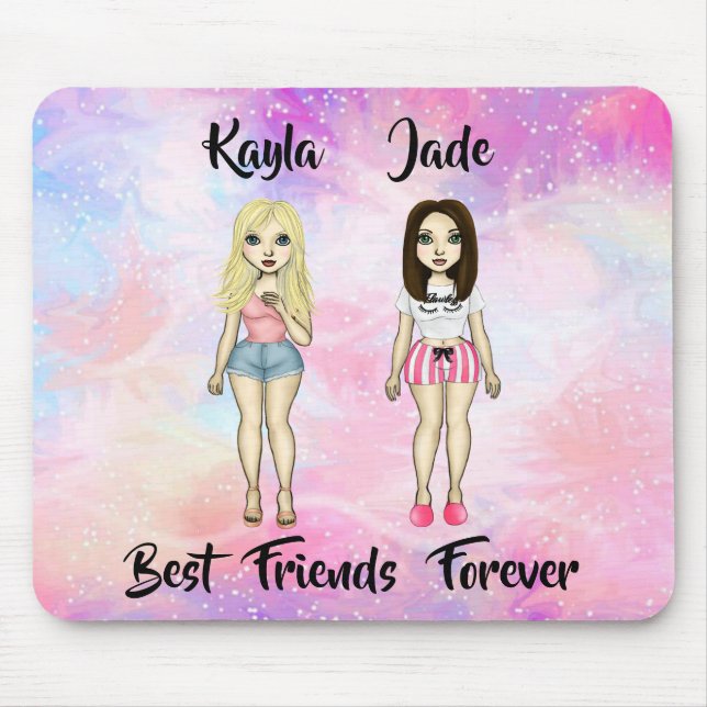 Die besten Freunde für immer blond und Brünett ind Mousepad (Vorne)