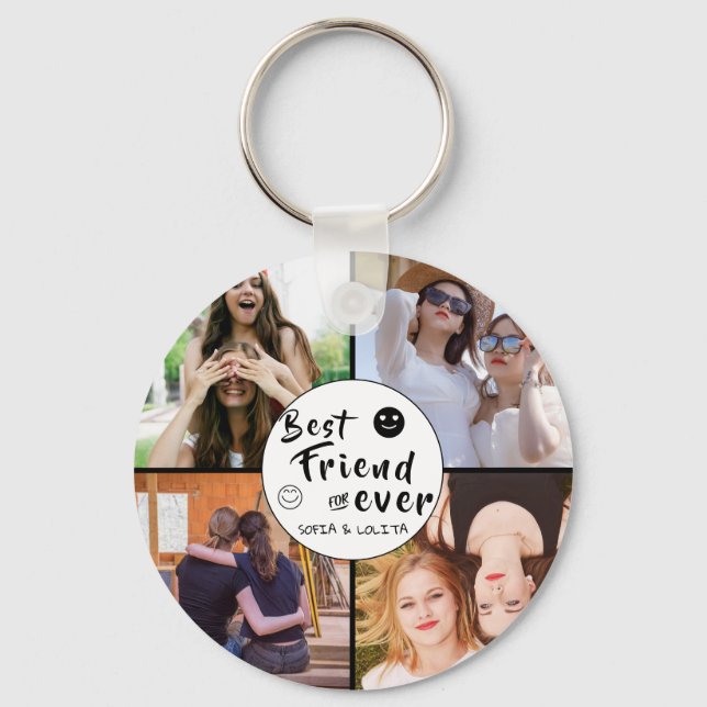 Die besten Freunde für immer - Custom 4-Foto Colla Schlüsselanhänger (Vorderseite)