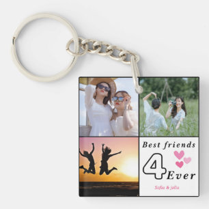 Die besten Freunde für immer - individuelle 3-Foto Schlüsselanhänger
