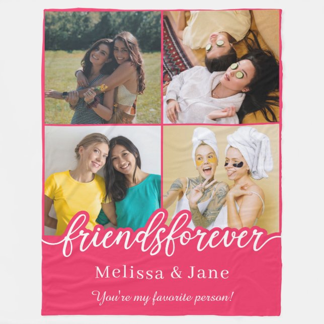 Die besten Freunde für immer niedlichen 4 Fotos Co Fleecedecke (Vorderseite)