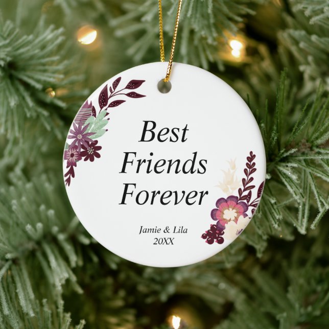 Die besten Freunde für immer Personalisierte Lila  Keramik Ornament (Baum)