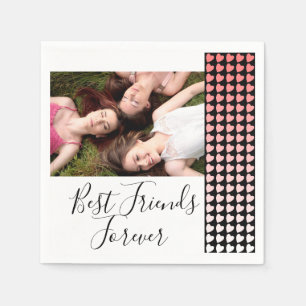 Die besten Freunde für immer Pink Heart Friendship Serviette