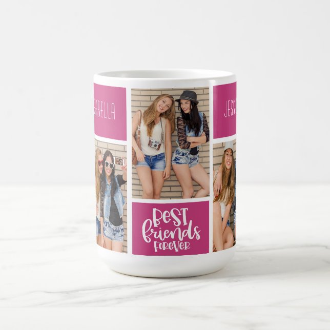 Die besten Freunde für immer Pink Trendy Foto Coll Kaffeetasse (Mittel)