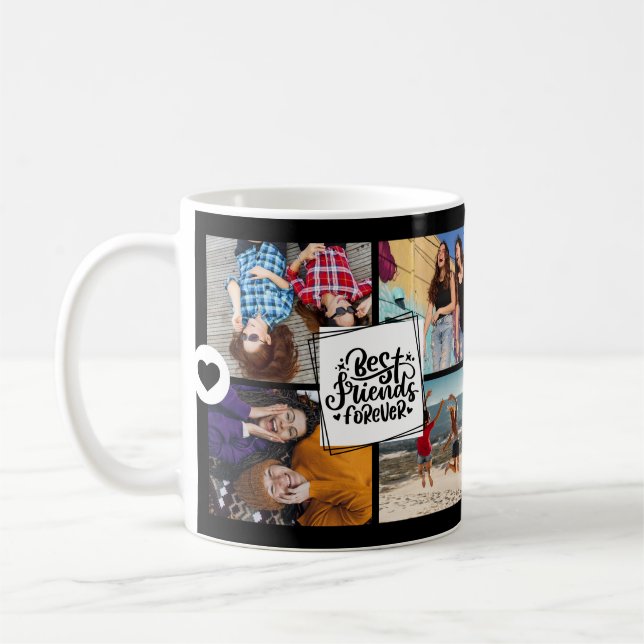 Die besten Freunde für immer Schwarz-Foto Collage Kaffeetasse (Links)