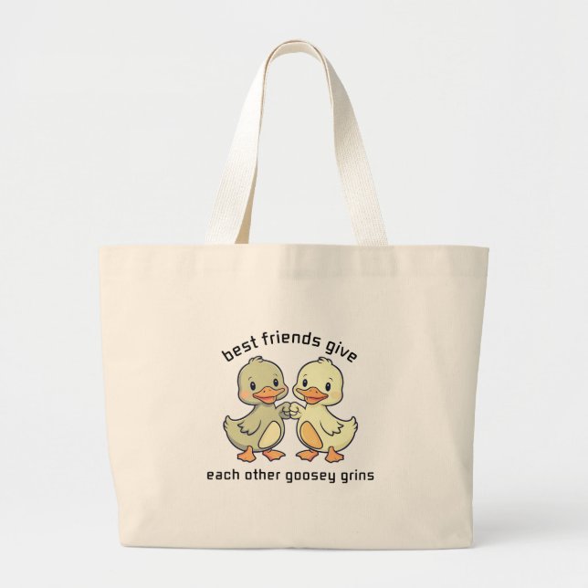 Die besten Freunde geben einander Goosey Grins Fun Jumbo Stoffbeutel (Vorne)
