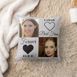 Die besten Freunde geben Graues Herz Foto Collage Kissen