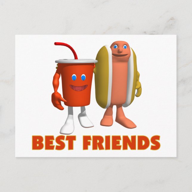 Die besten Freunde Hot Dog & Soda Postkarte (Vorderseite)