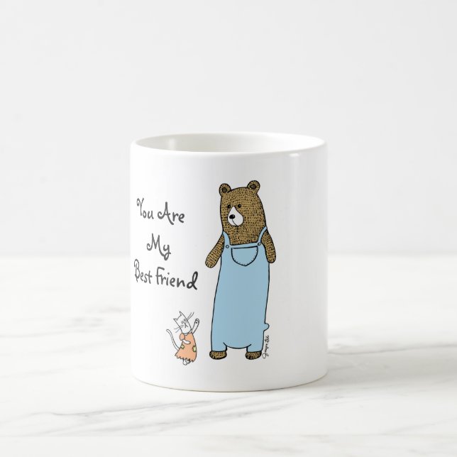 Die besten Freunde Katze und Bär Kaffeetasse (Mittel)