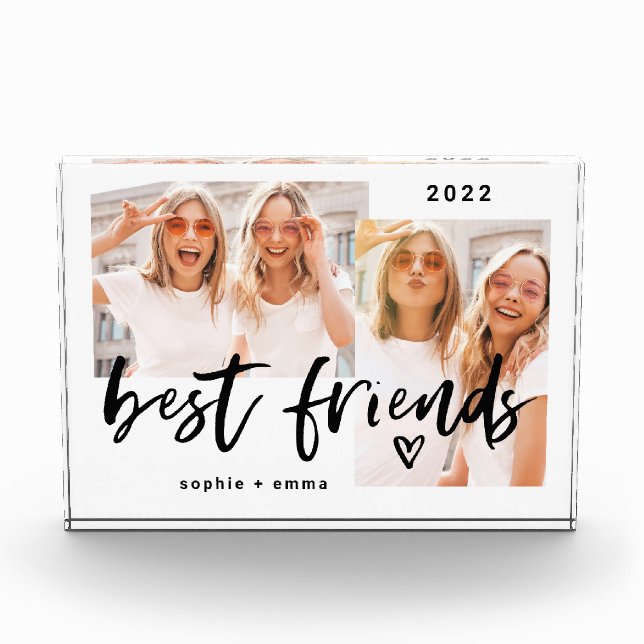 Die besten Freunde | Lässiges Skript und Zwei-Foto Fotoblock (Vorderseite)