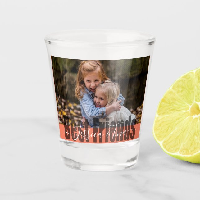 Die besten Freunde mit Individuelle Name und Foto Schnapsglas (Vorderseite)