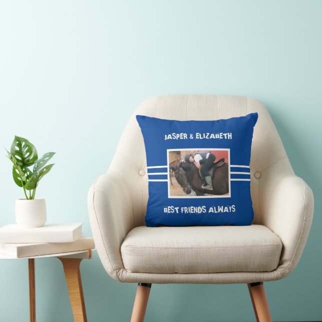 Die besten Freunde pferden immer tiefblaues Foto Kissen (Stuhl )