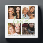 Die besten Freunde Quadrat 4 Fotos sammeln grüne B Fotoplatte<br><div class="desc">Ein tolles Geschenk,  um Ihre Freundschaft zu feiern! Eine Foto-Plakette mit Ihren Lieblings-4 Fotos,  personalisiert mit Ihren Namen.</div>