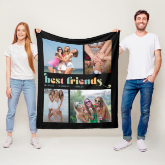 Die besten Freunde Retro 4 FotoCollage Fleecedecke