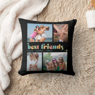 Die besten Freunde Retro 4 FotoCollage Kissen