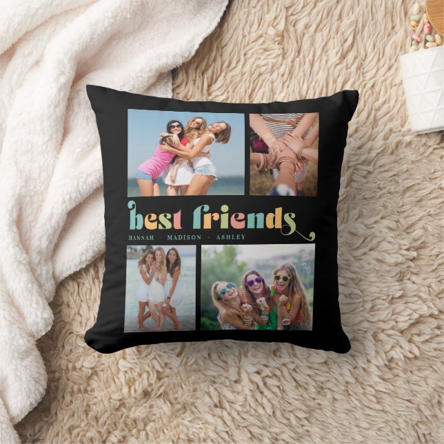 Die besten Freunde Retro 4 FotoCollage Kissen (Decke)