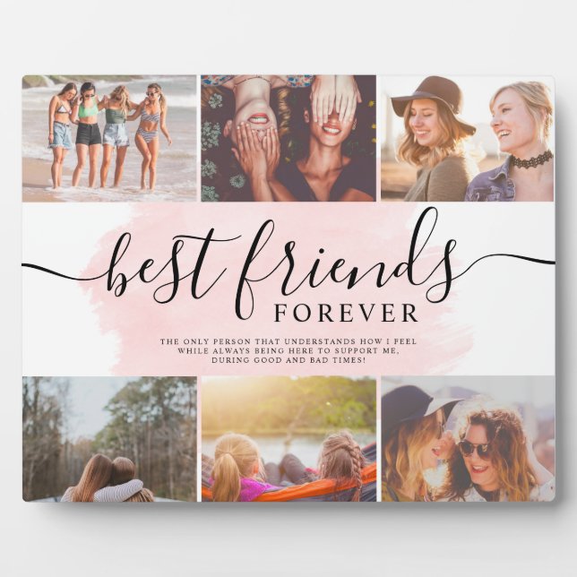 Die besten Freunde rosa Pinselstrich 6 Foto Collag Fotoplatte (Vorderseite)