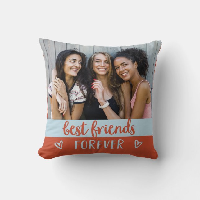 Die besten Freunde| Rotes Orangefarbenes Farbblock Kissen (Vorderseite)